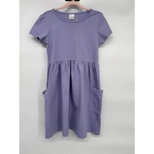 Hanna Andersson Girls Purple Fit & Flare Dress Short Sleeve 10 Cotton Pockets